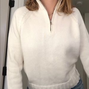 Cream Knitted Half-Zip Sweater